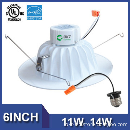 UL recessed 6inch 11w architectural dimmable led downlight white